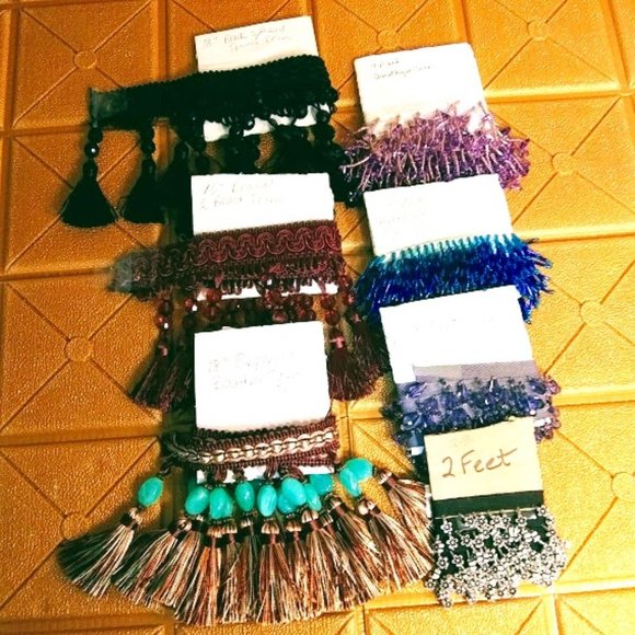 BEADED TASSEL TRIM*BEADED TRIM*HOME DECOR*GROUP OF 7 ITEMS* - Picture 1 of 13